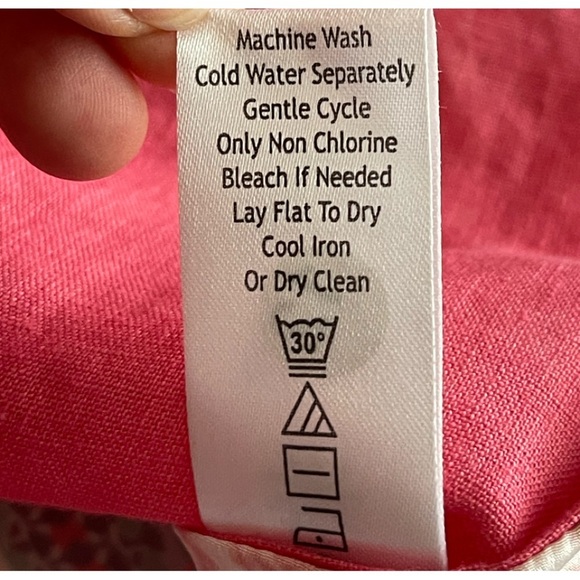 Karyn Seo Boho Tunic Handmade 100% Linen Shirt Large Coral Buttons Floral Back - Picture 10 of 10